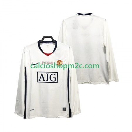 Manchester United Champions League 2008 2009 Retro Maglia Trasferta Manica Lunga